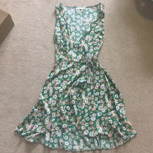 NWOT true wrap green floral dress